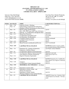 BIOLOGY 242 ANATOMY AND PHYSIOLOGY II - LAB FT. STEILACOOM CAMPUS
