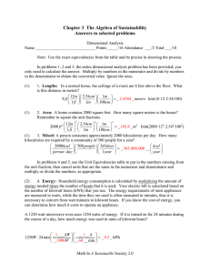 Chapter 3  The Algebra of Sustainability Answers to selected problems