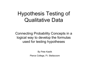 Hypothesis Testing of Qualitative Data Connecting Probability Concepts in a