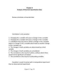 Chapter 8 Analysis of Bivariate Quantitative Data  Review univariate vs bivariate data