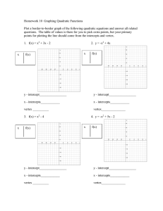Homework 10  Graphing Quadratic Functions