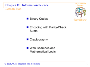 Chapter 17:  Information Science Lesson Plan  Binary Codes