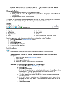 Quick Reference Guide for the DynaVox V and V Max