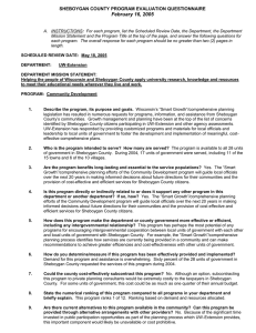 February 16, 2005  SHEBOYGAN COUNTY PROGRAM EVALUATION QUESTIONNAIRE