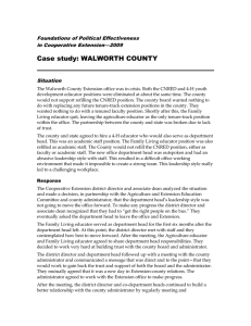 Case study: WALWORTH COUNTY  Foundations of Political Effectiveness in Cooperative Extension—2009