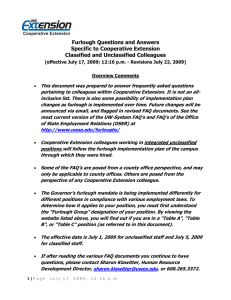 Furlough Questions and Answers Specific to Cooperative Extension Classified and Unclassified Colleagues