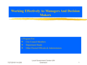 Working Effectively As Managers And Decision Makers A Program For: 