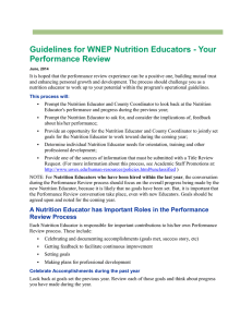 Guidelines for WNEP Nutrition Educators - Your Performance Review