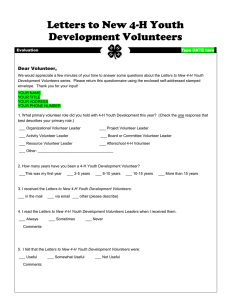 Letters to New 4-H Youth Development Volunteers Dear Volunteer,