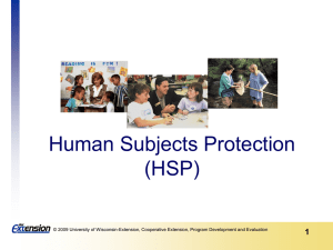 Human Subjects Protection (HSP) 1