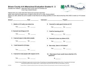 Brown County 4-H Afterschool Evaluation Grades K - 2
