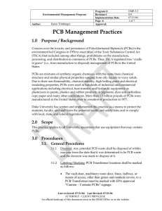 PCB Management Practices 1.0  Purpose / Background