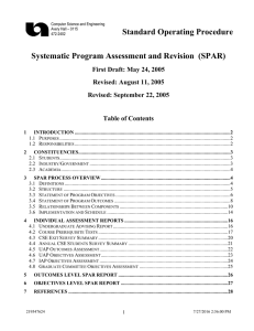 Standard Operating Procedure Systematic Program Assessment and Revision  (SPAR)