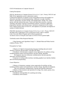 CSCE156 Introduction to Computer Science II  Catalog Descriptions