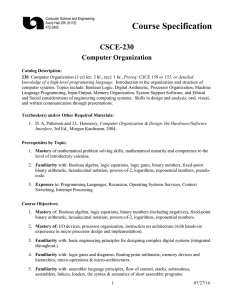 Course Specification CSCE-230 Computer Organization