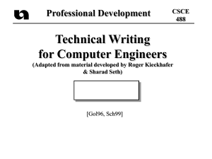 Technical Writing for Computer Engineers Professional Development CSCE