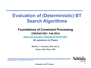 Evaluation of (Deterministic) BT Search Algorithms Foundations of Constraint Processing CSCE421/821, Fall 2014