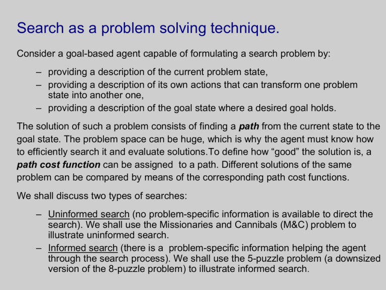 problem solving as a search task