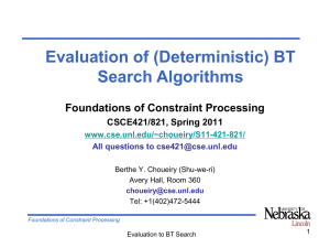 Evaluation of (Deterministic) BT Search Algorithms Foundations of Constraint Processing CSCE421/821, Spring 2011