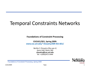 Temporal Constraints Networks Foundations of Constraint Processing CSCE421/821, Spring 2009: www.cse.unl.edu/~choueiry/S09-421-821/