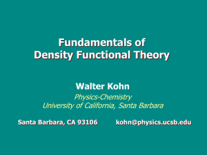 Fundamentals of Density Functional Theory Walter Kohn Physics-Chemistry