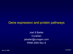 Gene expression and protein pathways Joel S Bader CuraGen