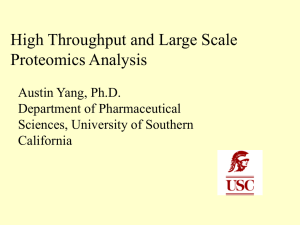 High Throughput and Large Scale Proteomics Analysis Austin Yang, Ph.D. Department of Pharmaceutical