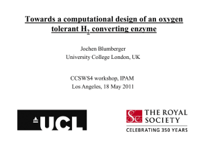 Towards a computational design of an oxygen tolerant H converting enzyme Jochen Blumberger