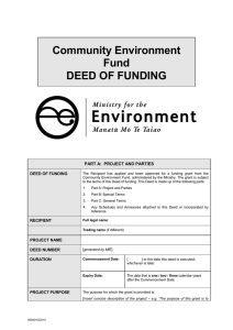 Community Environment Fund DEED OF FUNDING PART A:  PROJECT AND PARTIES