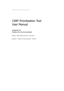 CSRF Prioritisation Tool User Manual Prepared for Ministry for the Environment