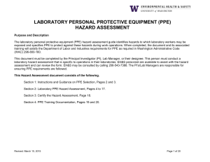 LABORATORY PERSONAL PROTECTIVE EQUIPMENT (PPE) HAZARD ASSESSMENT