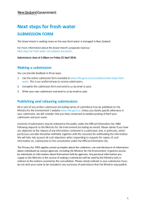Next steps for fresh water SUBMISSION FORM