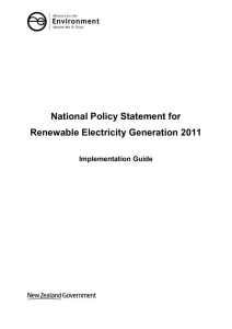National Policy Statement for Renewable Electricity Generation 2011 Implementation Guide