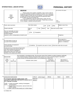 Personal History P11 Form