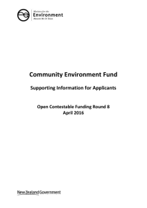 Community Environment Fund Supporting Information for Applicants  Open Contestable Funding Round 8