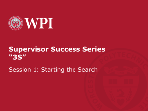 Supervisor Success Series “3S” Session 1: Starting the Search