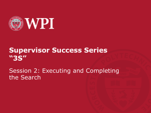 Supervisor Success Series “3S” Session 2: Executing and Completing the Search
