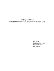 Literary Apartheid The Chinese in a Fourth Grade Social Studies Text
