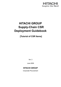 HITACHI GROUP Supply-Chain CSR Deployment Guidebook [Tutorial of CSR Items]