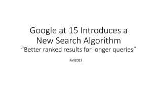 Google at 15 Introduces a New Search Algorithm Fall2013