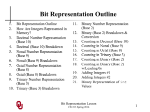 Bit Representation Outline