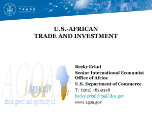 U.S.-AFRICAN TRADE AND INVESTMENT Becky Erkul Senior International Economist