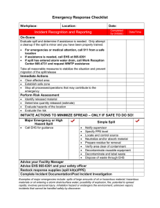 Emergency Response Checklist Incident Recognition and Reporting  Workplace: