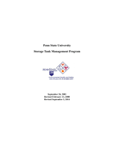 Penn State University Storage Tank Management Program  September 26, 2001