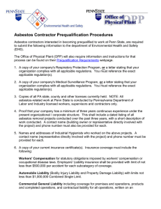 Asbestos Contractor Prequalification Procedures