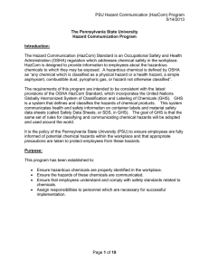 PSU Hazard Communication (HazCom) Program 5/14/2013