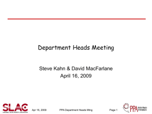 Department Heads Meeting Steve Kahn &amp; David MacFarlane April 16, 2009