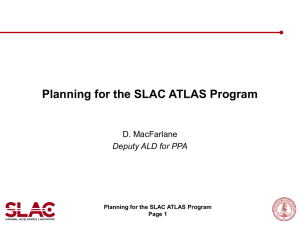 Planning for the SLAC ATLAS Program D. MacFarlane Deputy ALD for PPA