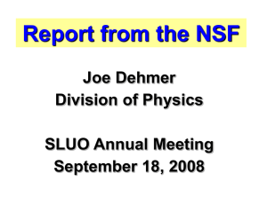 Report from the NSF Joe Dehmer Division of Physics SLUO Annual Meeting