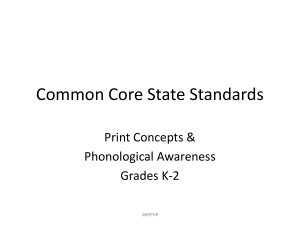 Common Core State Standards Print Concepts &amp; Phonological Awareness Grades K-2